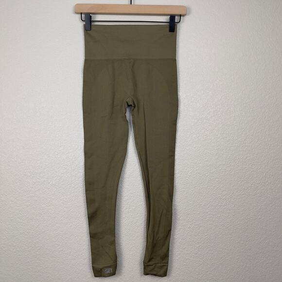 Set Active Sculptflex Seamless Leggings Green Size XS Yoga Pilates Athleisure - Picture 3 of 11